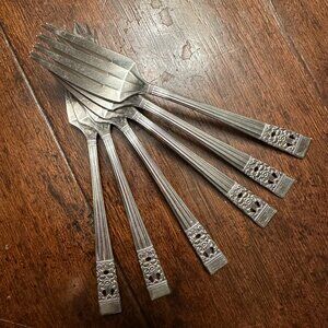 Oneida Community ~Hampton Court Pattern Silver Plated Salad Fork Set